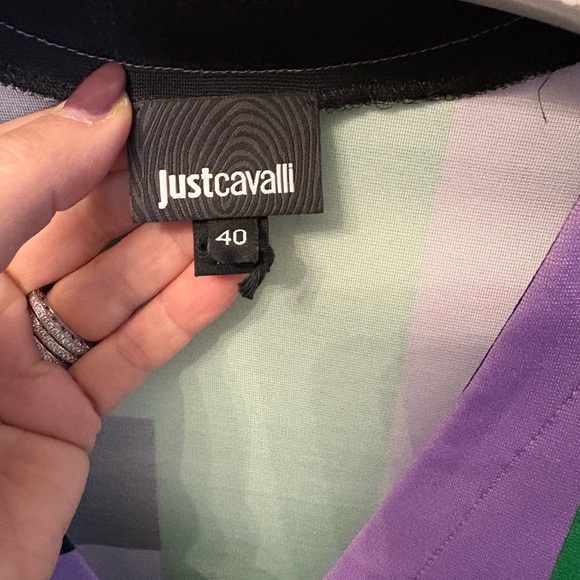 Just Cavalli Green and Purple Geometric Mini Dress - Picture 4 of 7